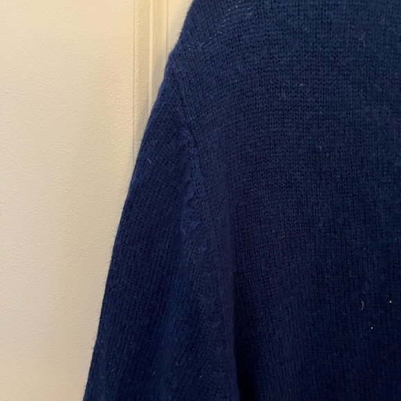 Sejour blue wool/cashmere cardigan sweater, v-neck, button down, size 2X - Picture 3 of 5
